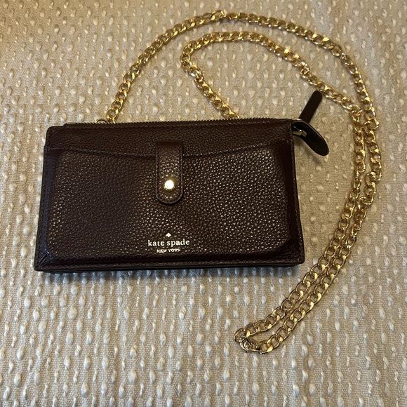kate spade Handbags - Kate Spade deep purple Wristlet with Gold Chain